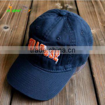 wholesale/custom high quality 100%cotton embroidery 6 panel plain curved brim baseball cap, unstructured baseball hat