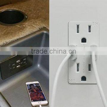 Aluminum Alloy Gloss Surface US Plug Wall Socket 2 USB Outlets 2 USB Port photo-6