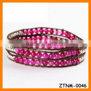 2014 Fashion Pink beaded Rope Bracelet Wholesale ZTNM-0046