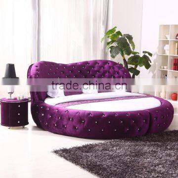 Manufacturer Romantic style queen size bed designs leather/fabric bed