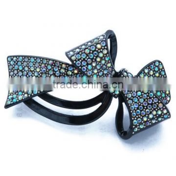 Fashion top acetate fancy bowknot with glitter rhinestone decorate hair barrettes for women