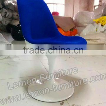 Alibaba white swivel fiberglass tulip dining chair with leather and fabric cushion fo sale