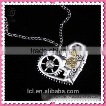 2015 Yiwu Fashion Imitation Jewelry Hot Sale Steampunk Necklace Gear Steam Heart Pendant Cameo Statement Necklace photo-5