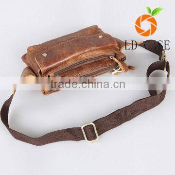 Mini cross body unisex One shoulder leather travel men waist bags belt leather chest bags