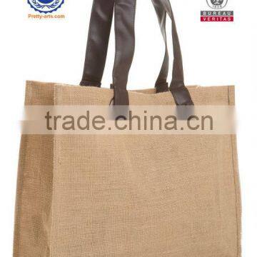 Organic Jute Bag With PU Handle photo-2