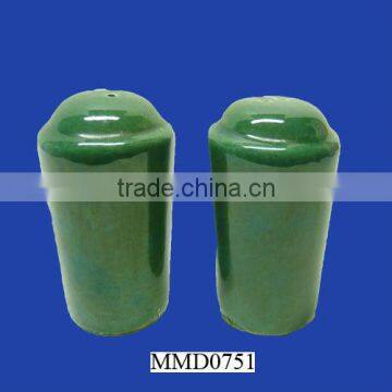 Dark green ceramic salt and pepper shaker holders