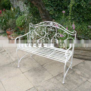 spring vintage white iron garden bench poland