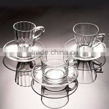 Glass Coffee Mug With Saucer Coffee Cup With Saucer Glass Coffee Set photo-3
