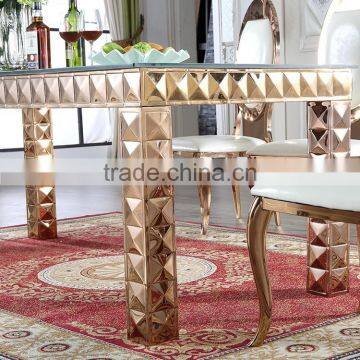 Stainless Steel Frame Adjustable Event Glass Dining Table photo-3