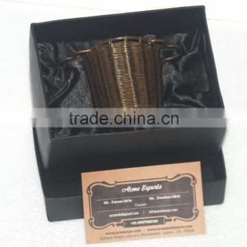 Brass Antique Finish Tea Strainer with Black Gift Box