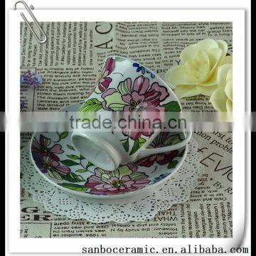 High Quality Red Flower Design Cermic Cup And Saucer