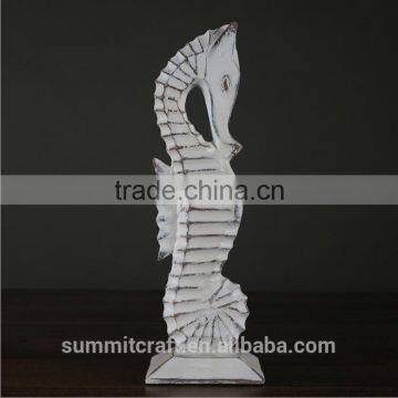 European Vintage Pure White Resin Sea Horse Statue photo-2