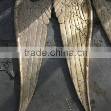 Antique Hand Carving Gold Wooden Dance Angel Wings photo-3