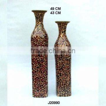 Glass Mosaic On Iron Vase in amber colour other colour also available