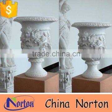 Hand Carved Marble Flower Pot for Garden Decoration NTMF- FP324S