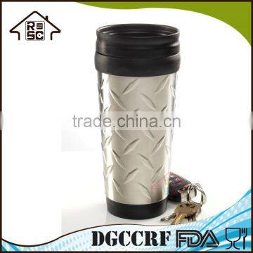 NBRSC Stainless Steel 14 oz. Diamond Plated Duble Wall Travel Mug