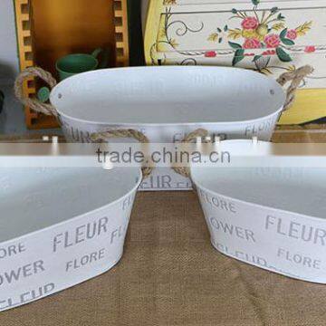 Best Selling Vintage Metal Flower Pots For Garden With Rope Handles photo-3