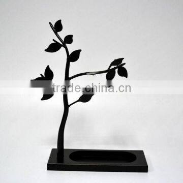 Metal jewelry display stand with MDF base