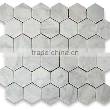 MM-CV256 Hot product indoor design natural white hexagon marble and stone mosaics tiles