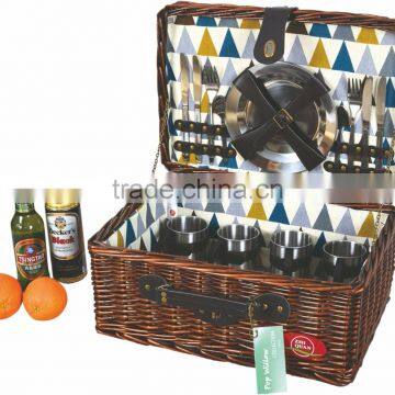 Wholesale Willow Picnic Basket Wicker for 4 Person With Cooler Bag Salt/pepper Shaker photo-6