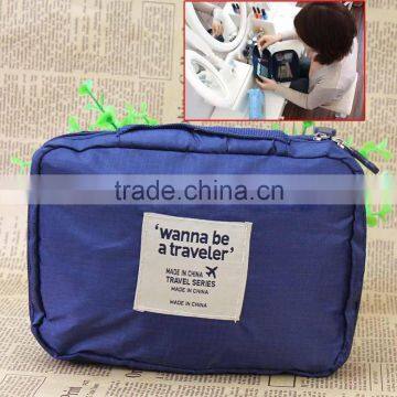Navy Blue Quality 210D Ripstop Polyester Storage Case Package Cosmetic Pouch Makeup Bag photo-3