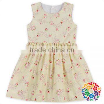 Hot Sell Children Flower Pattern Designs Baby Girl Sleeveless Party Dress Frock Design For Girls