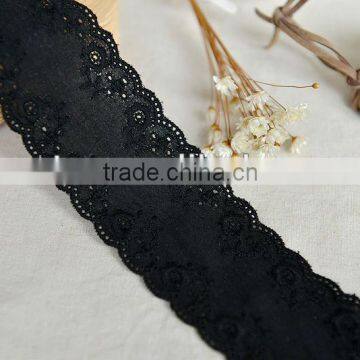 D835 New style fashion black stretch cotton guipure embroider lace trimming for ladies dress