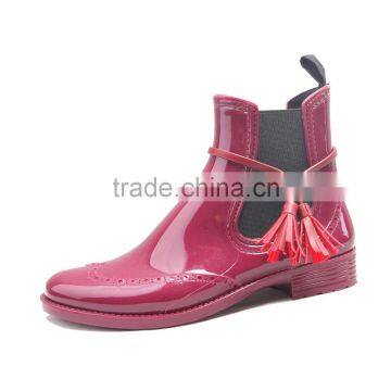 Unique Decoration Shiny Red Black Navy Chelsea Rain Boot Women photo-4