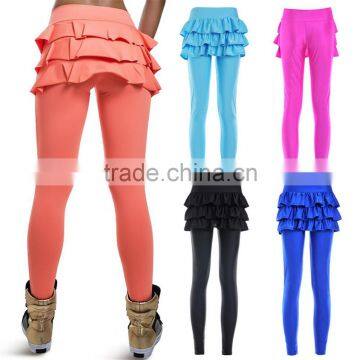 Hot Selling Red Blue Black False Two-piece Pant Legging with skirt Women's Fashion Leggings With Mini Skirts