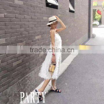 guangzhou oem clothing women pearl detail dresses angel cami feather dress