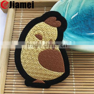 OEM lovely chick shape embossed pin badge plastic badge