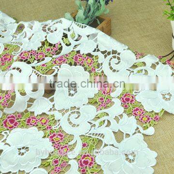 laser embroidered floral applique voile lace fabric