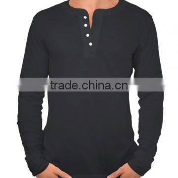 2016 Latest Men Long Sleeve Plain Solid Color Round Button Collar t Shirt photo-3