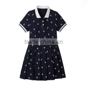 New Summer School Girls' One-piece Dress 2017 Stamp Short Sleeve Dress photo-2