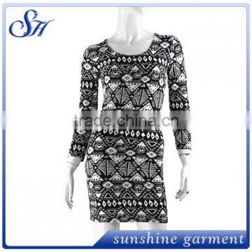 Hot Selling Milky Fabric Long Sleeve Printing Women Dress photo-3