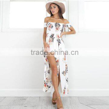 Maxnegio off Shoulder Backless Bohemian Girls Smoking High Slit Dress photo-5