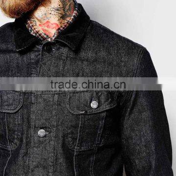 Latest Design Black Plain Collar With Fur Jacket Two Pocket for Men photo-3
