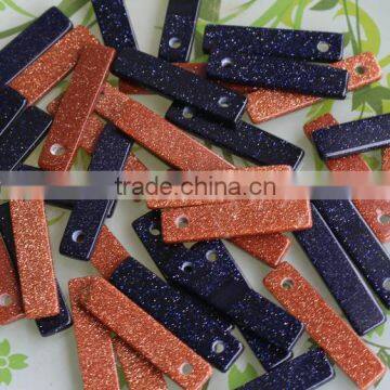 Single Hole Long Gold Sand and Blue Sand Stone Charms Pendant Jewelry Accessories for Necklaces photo-3