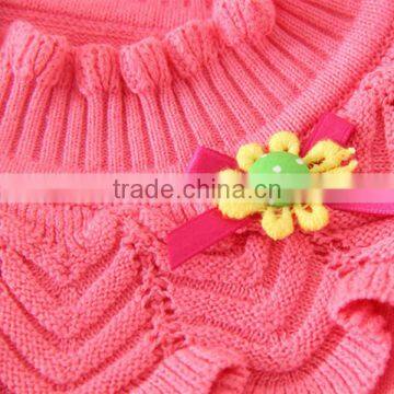 Newest Hot Sale Floral Appliqued Kids Clothing Pullover Girl's Red Long Sleeved Swaters for Girls photo-3