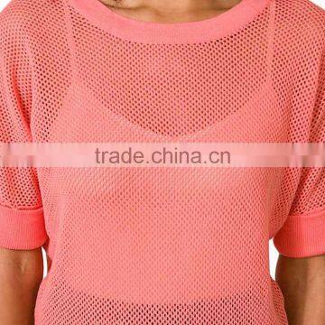 Custom Sexy Style o Neck Short Sleeve Mesh Knitted Sweater for Women photo-4