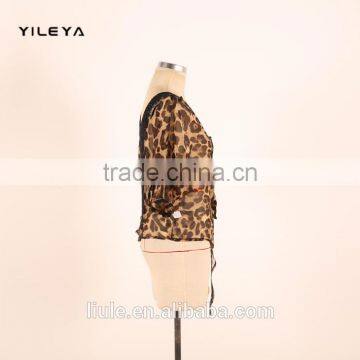 Fashion Butterfly Style Leopard Printed Casual Ladies Korean Chiffon Blouse 2015 photo-4