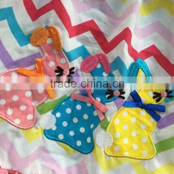 2016 New Arrival Easter Design Rainbow Chevron Bunny Girls Dress Hot Sell Cute Girls Party Dress With Matching Accessories photo-2