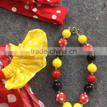 2016 New Summer Dress Girls Red Dot Minne Mouse Cute Party Dress Baby Kids Wear Clothes With Accessories Set photo-2