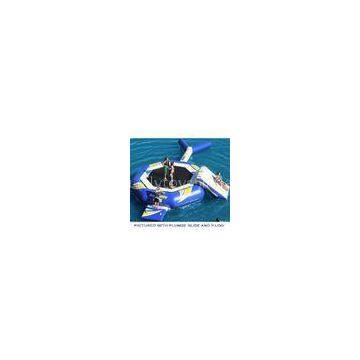 blue yellow Inflatable Water Games for sea , steel frame Water Trampoline with Blast Bag