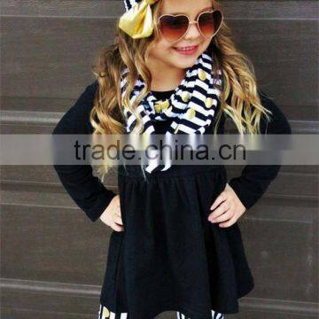 fashion design black frocks design kids wholesale boutique clothing