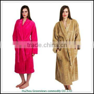 OEM High quality Microfiber Bathrobe Long sleeve Fleece robes