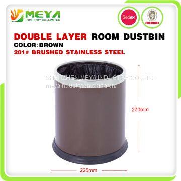 Small Indoor Hotel Room Commercial Dobel Layer Round Cylinder Waste Bin Trash Cans photo-5
