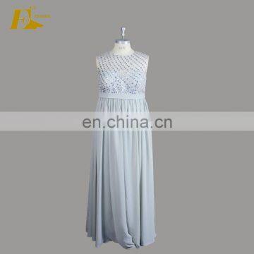 OEM Scoop Neckline Sleeveless Floor Length Crystal Plus Size Mother Of Bride Dress For Wedding