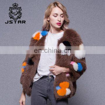 Weaving style real fox fur short coat