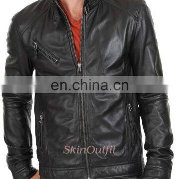 Men Real Sheep Brown Mens Leather Jacket